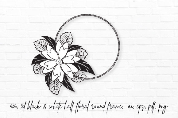 3D Christmas Black White Floral Frame: Timeless Holiday Decor for Modern Homes