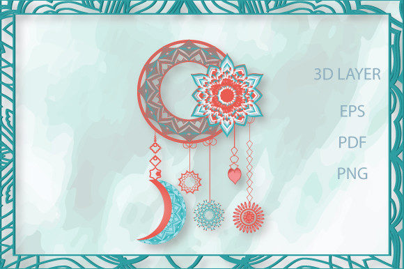 3D Dreamcatcher with Moon SVG Layer 7