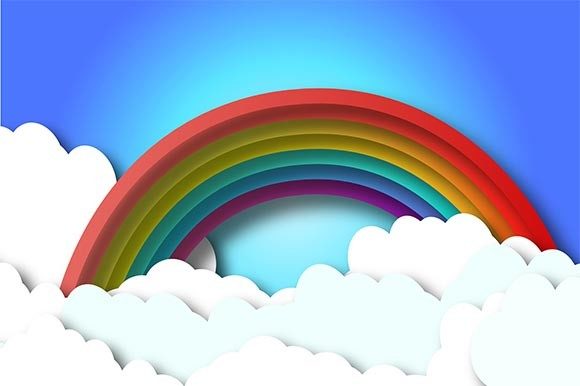 3D Rainbow with Clouds Paper Cutout