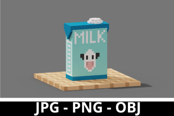 3D Rendering Milk Box Voxel Art