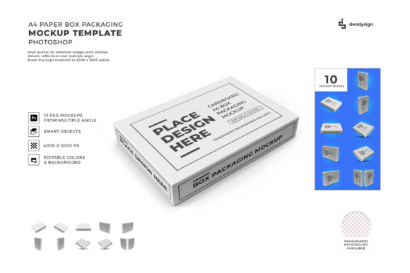A4 Paper Box Packaging 3D Mockup Bundle