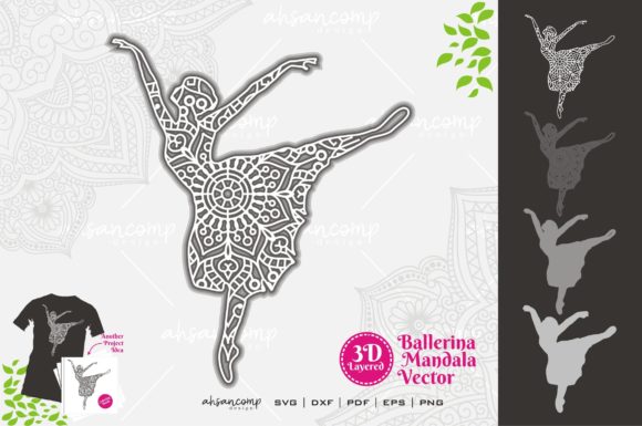 Ballerina Mandala SVG 3D Layered 3