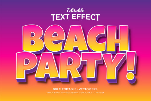 Beach Party 3D Style Editable Text