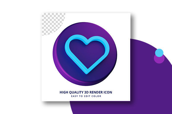 Heart Icon in 3D Rendering Premium