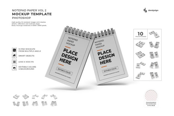 Notepad Paper 3D Mockup Bundle 2