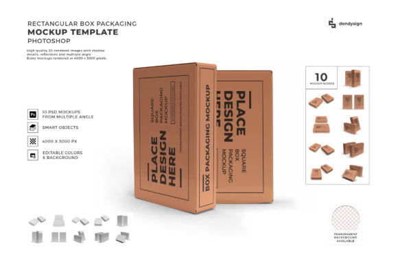 Rectangular Box 3D Mockup Bundle 2