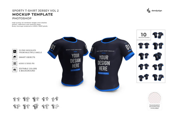 Sporty Tshirt Jersey 3D Mockup Bundle 2