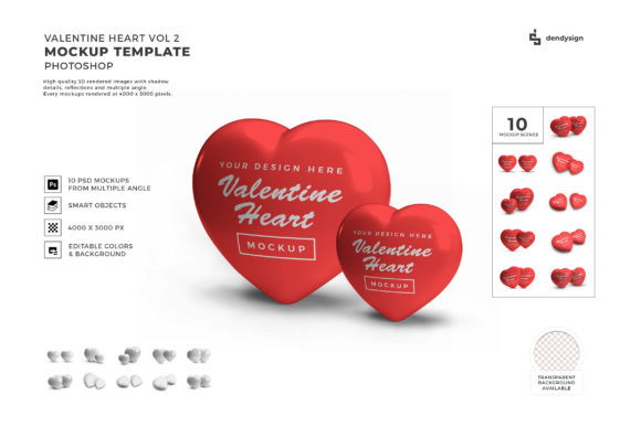 Valentine Heart 3D Mockup Bundle Vol 2: A Creative Tool for Designers and Businesses